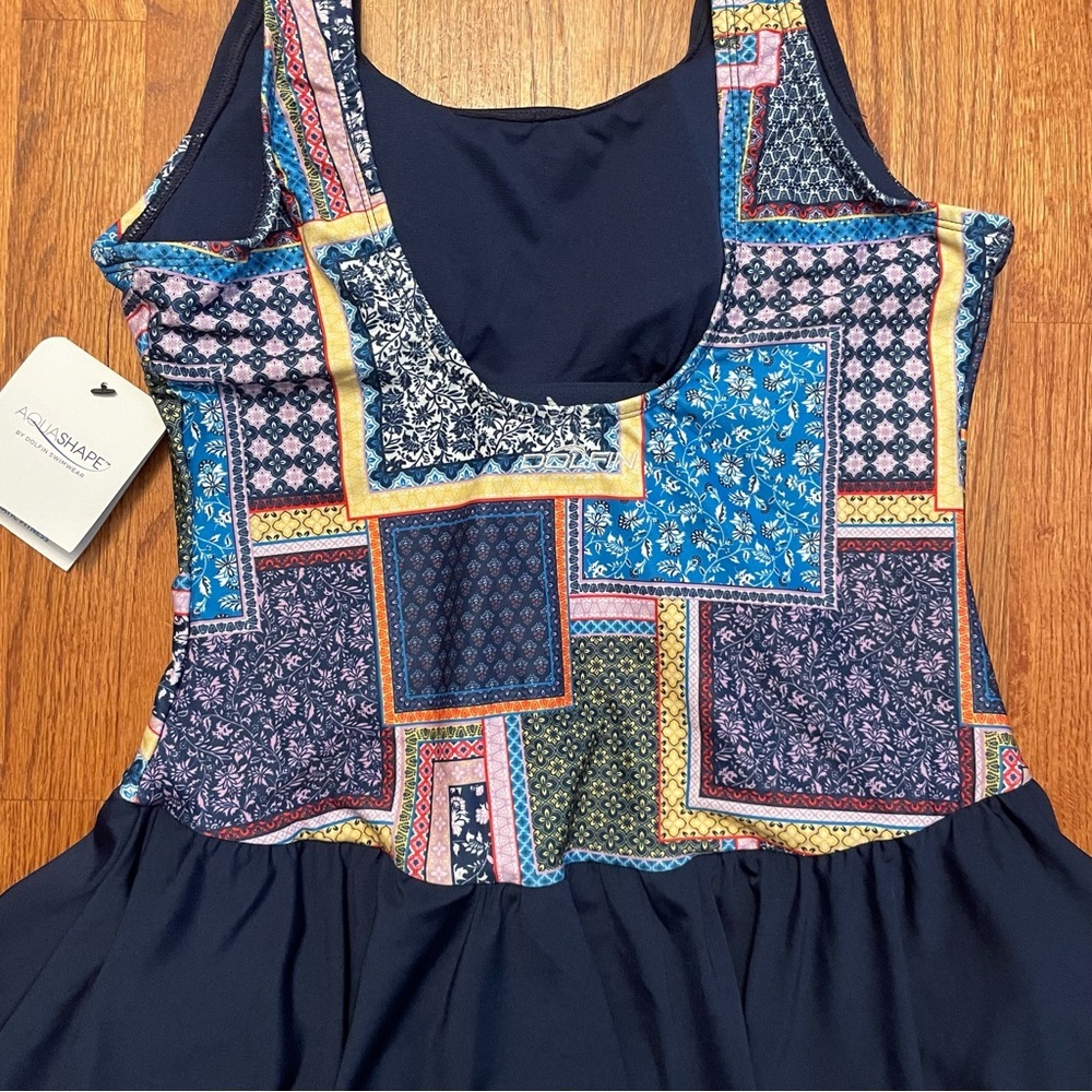NWT Dolfin Aquashape Color Block Swim Dress size 16 - Picture 9 of 15